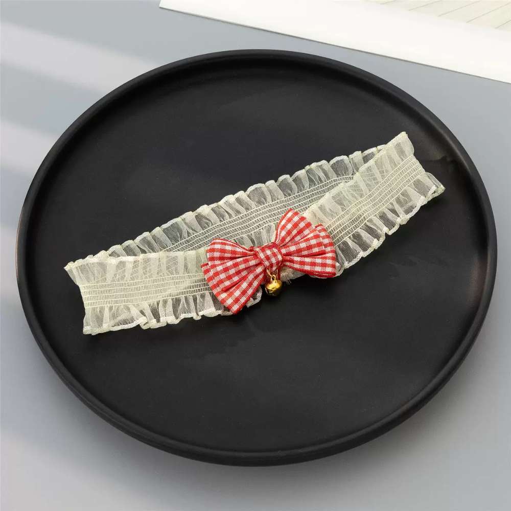 Checkered Ribbon Frill Bell Thigh Choker