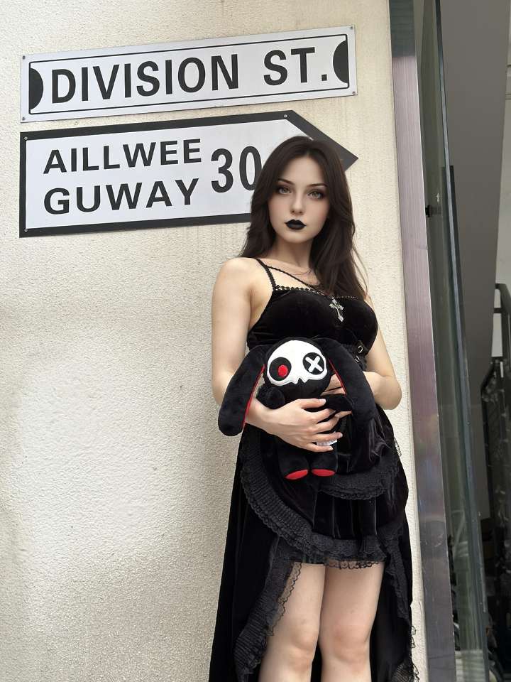 Stuffed Black Goth Bunny