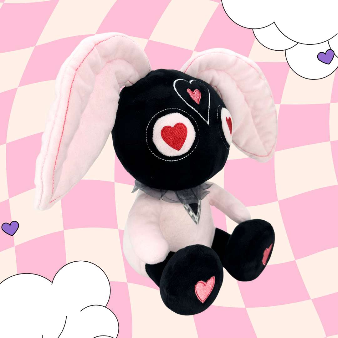 Black and pink scary rabbit plush stuffed animal stuffed animal this