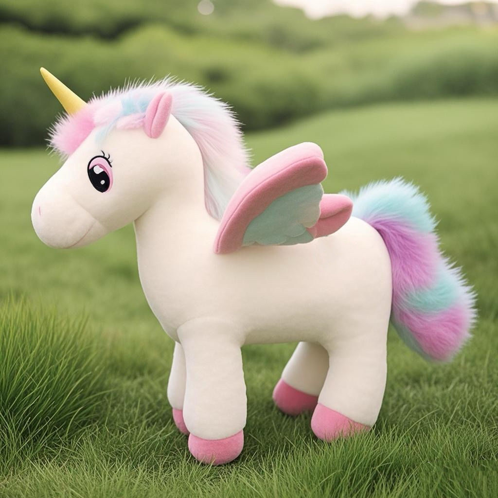 Cute Pink And White Unicorn Plush Toy