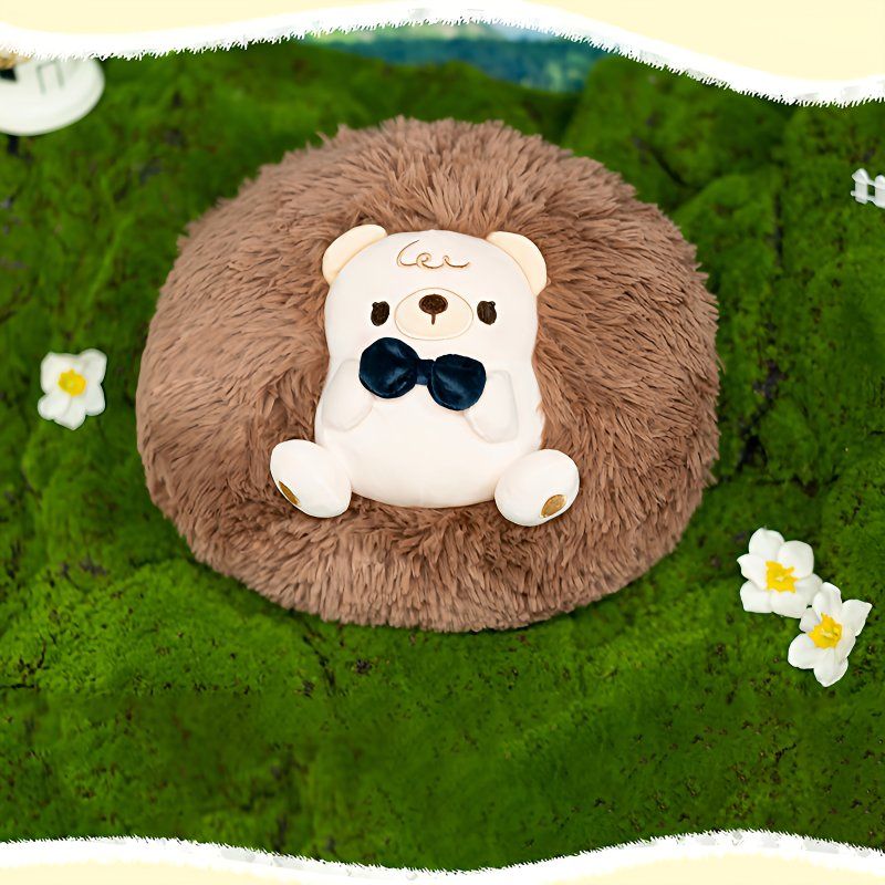 Cute Plush Hedgehog With Black Bow