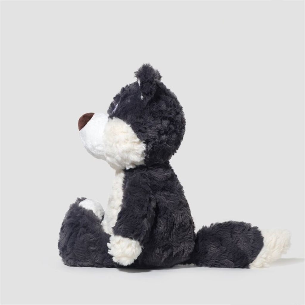 Dark Grey Wolf Plush Toy With White Gloves