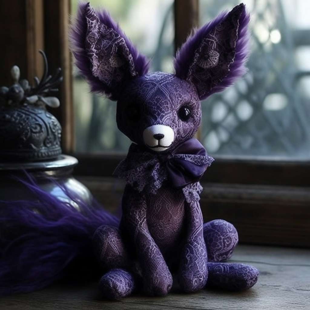 lace fabric goth purple fox plush