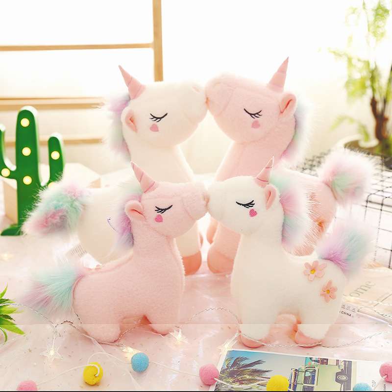Pink White Kawaii Unicorn Plush Toy