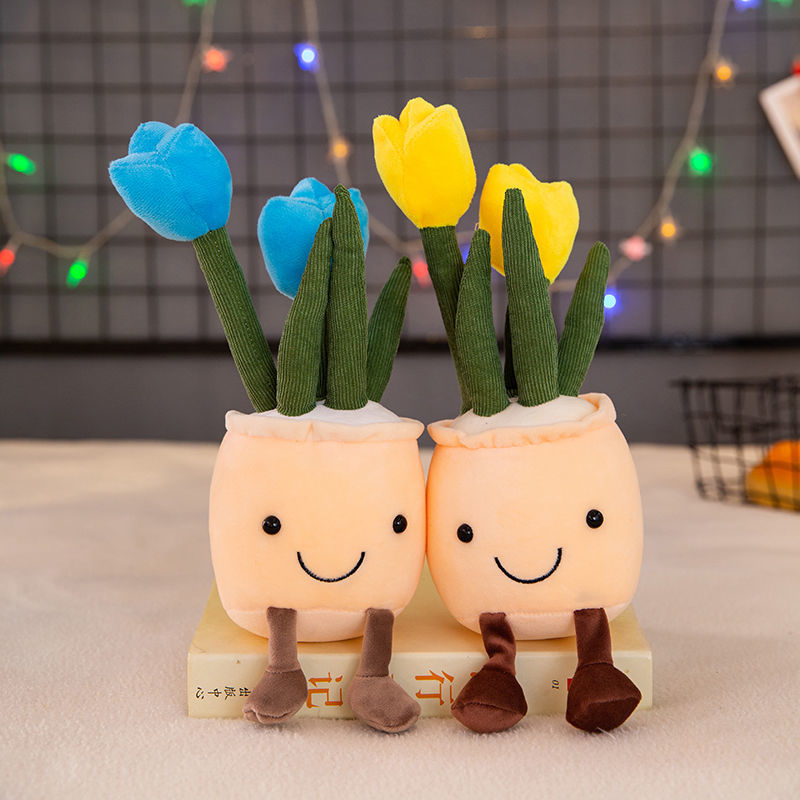 Smiling Tulip Plush Toy Potted Plant