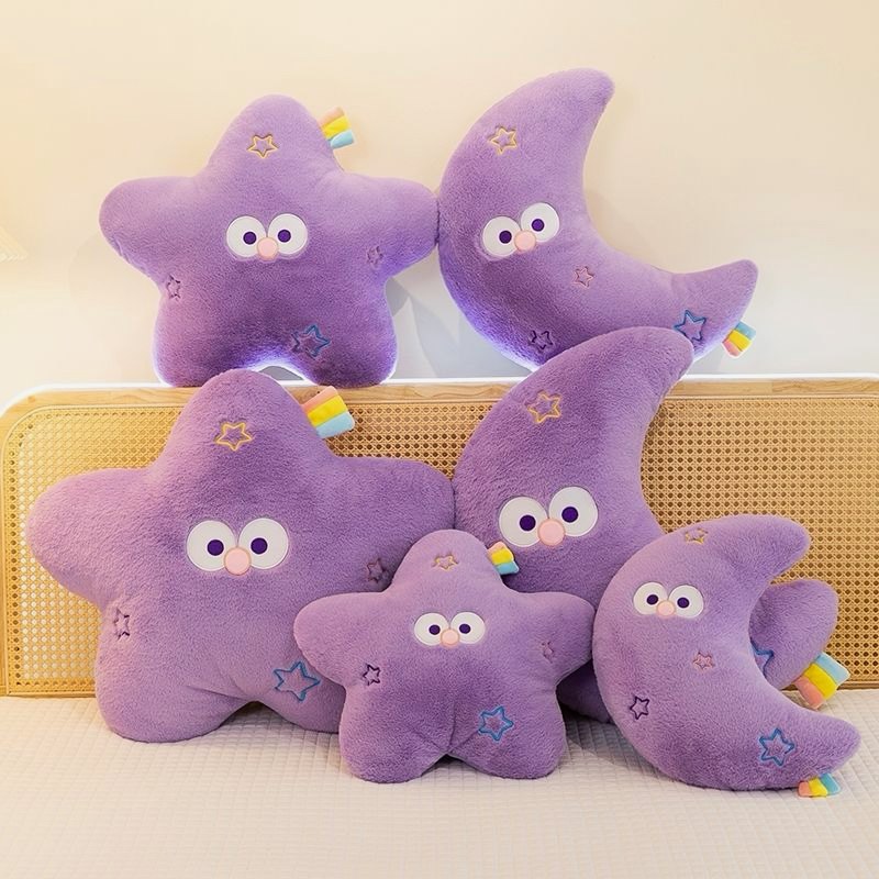 Special Purple Stars And Moon Plush Pillow