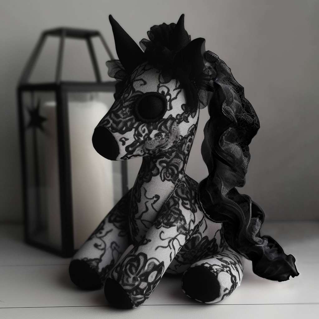 Black Lace Elegant Unicorn Plush Stuffed Animal