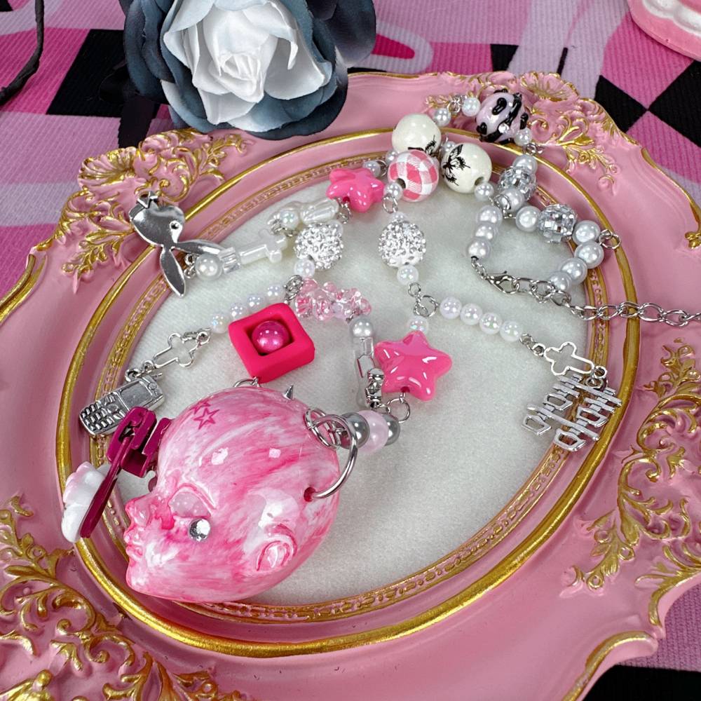 Y2K Doll Cute Fusion Pink Choker