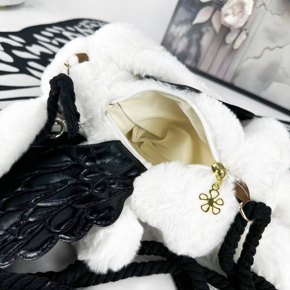 Y2K White Bunny with Wings Backpack