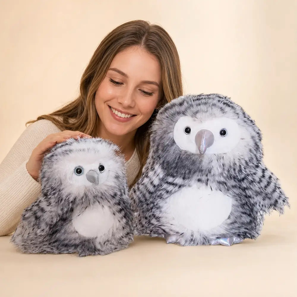 Gray Feathered Owl Plush in 15cm and 23cm