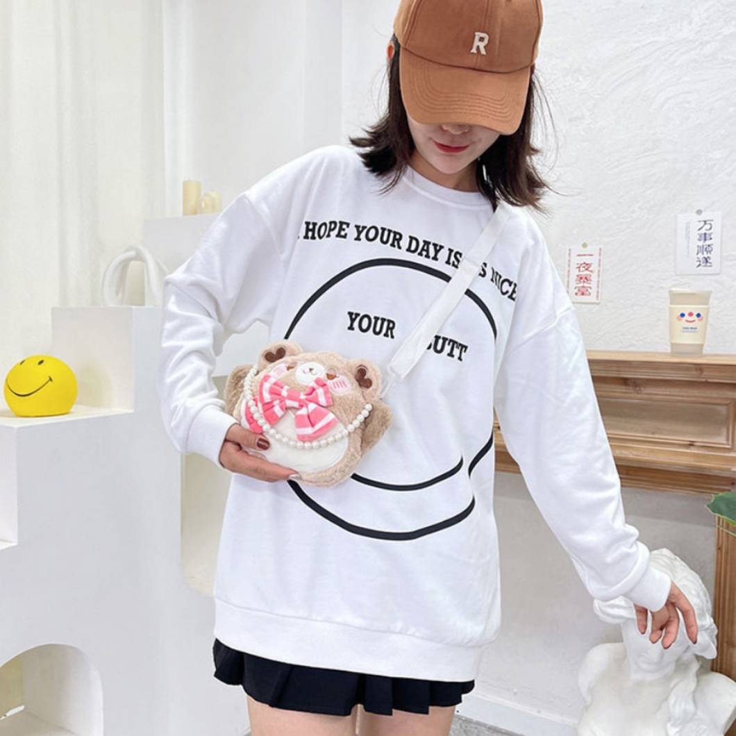 Cute Bear With Bowtie Crossbody Bag