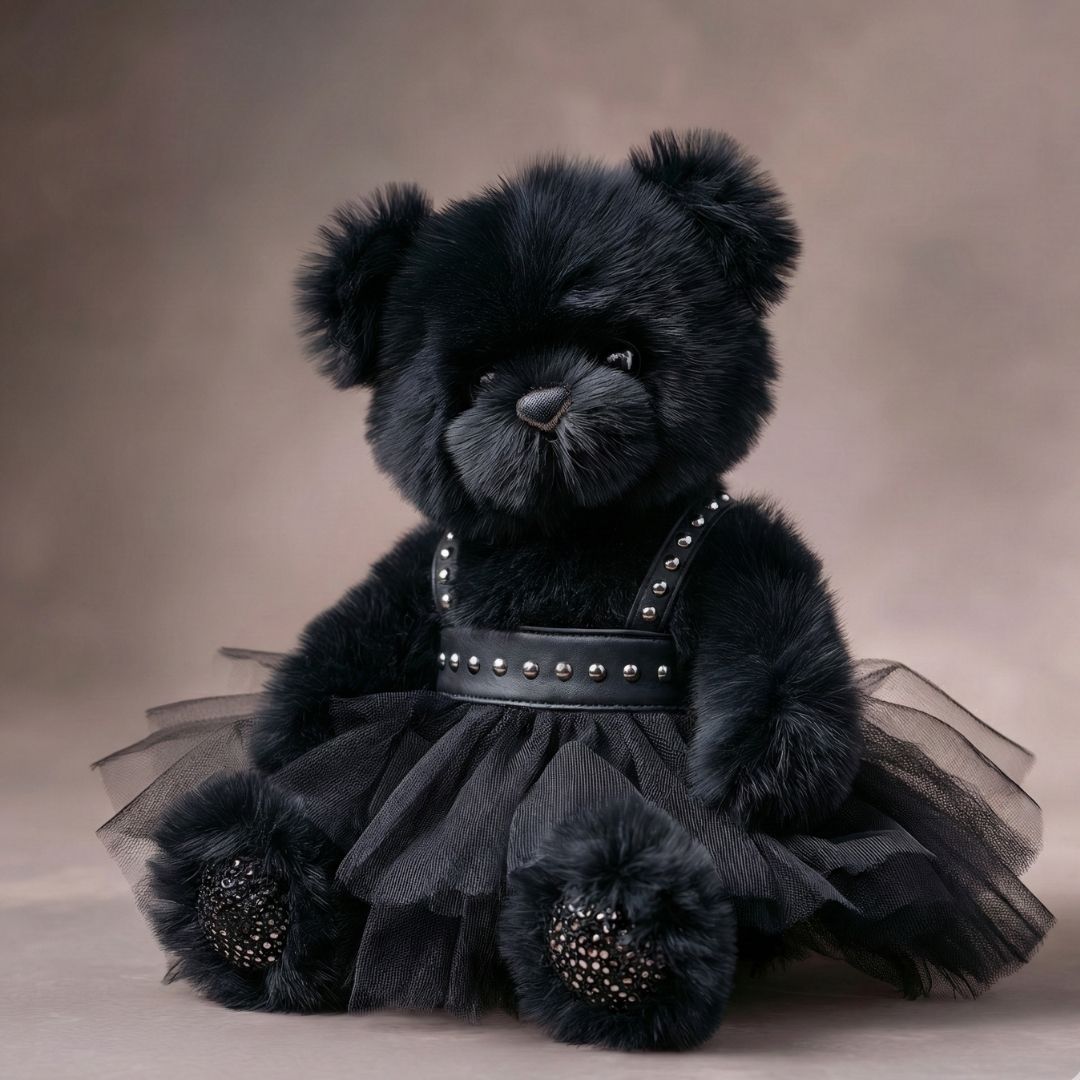 Goth Lace Dress Black Bear Stuffed Animal