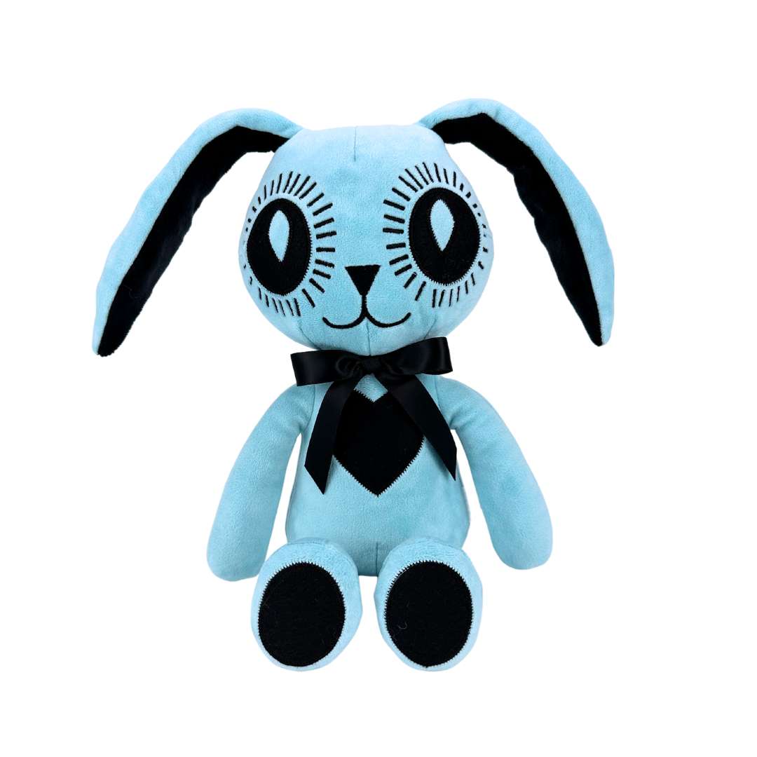 Stuffed blue rabbit, kawaii big eyes