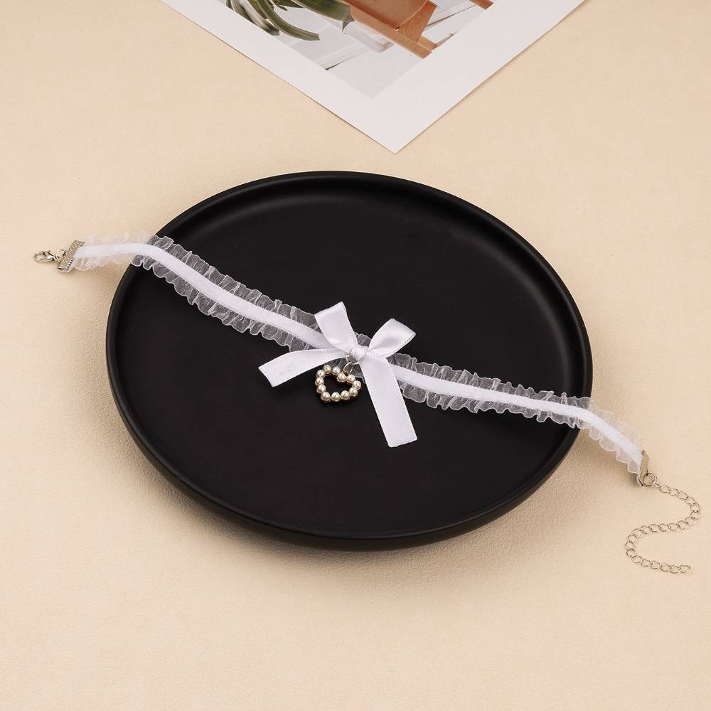 ハートチャームリボン チョーカー レース