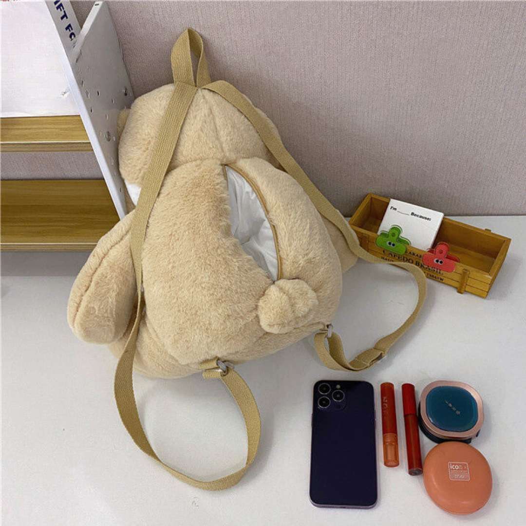 beige bunny plush backpack