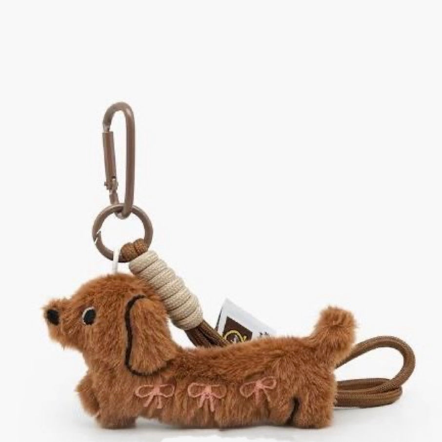 Cute Dachshund Plush Keychain