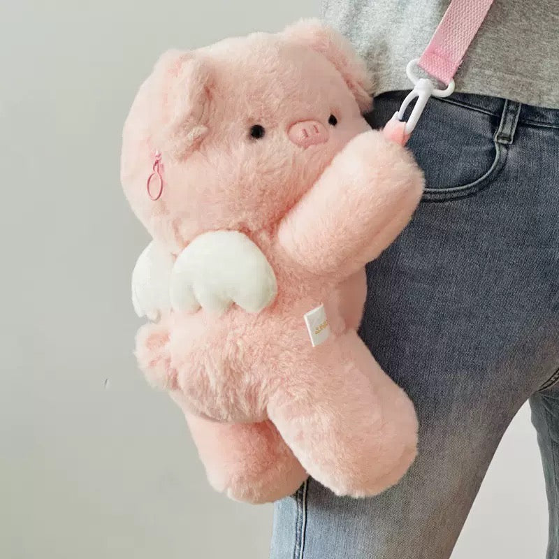 Cute Pink Pig Plush Crossbag