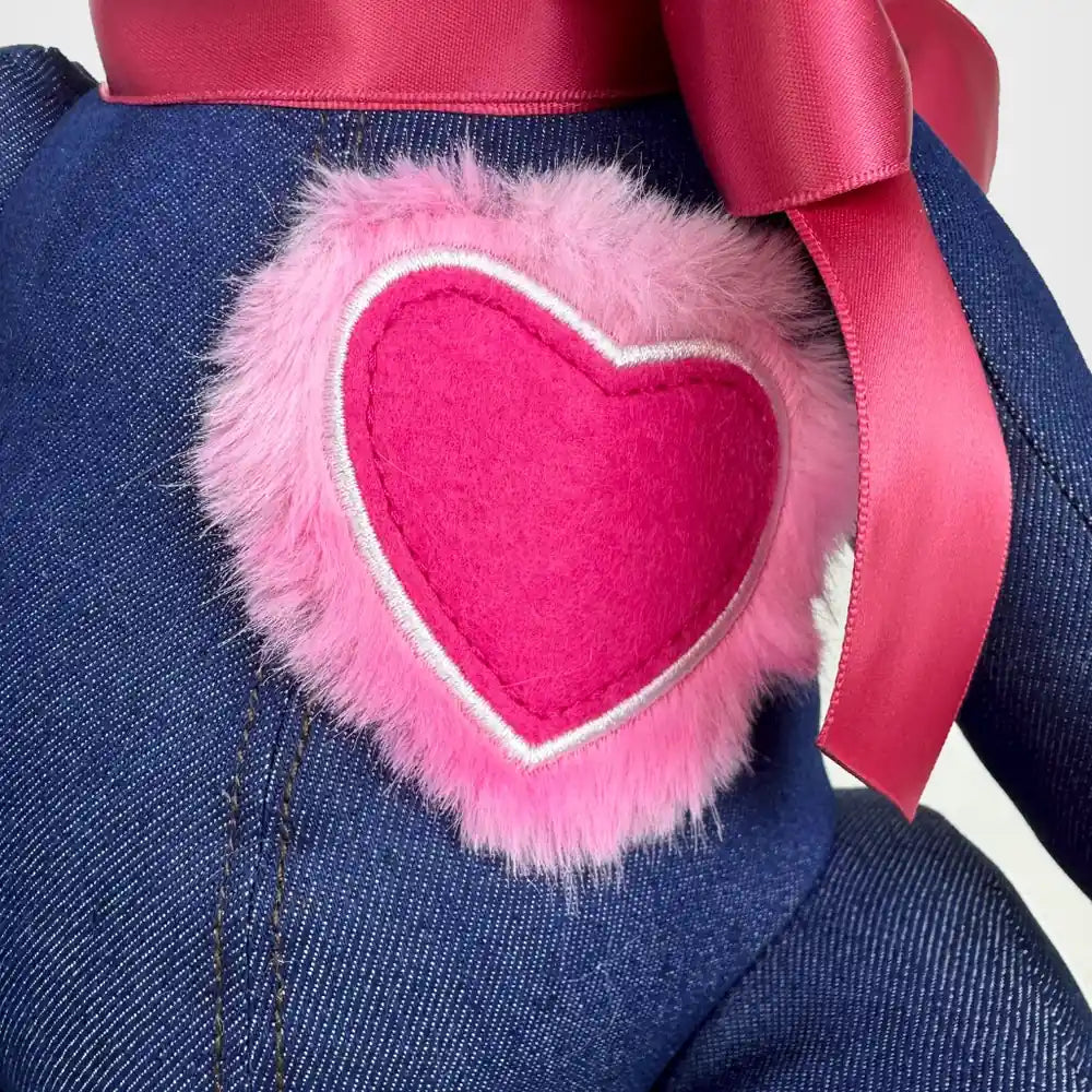 Denim Heart Bear Stuffed Animal