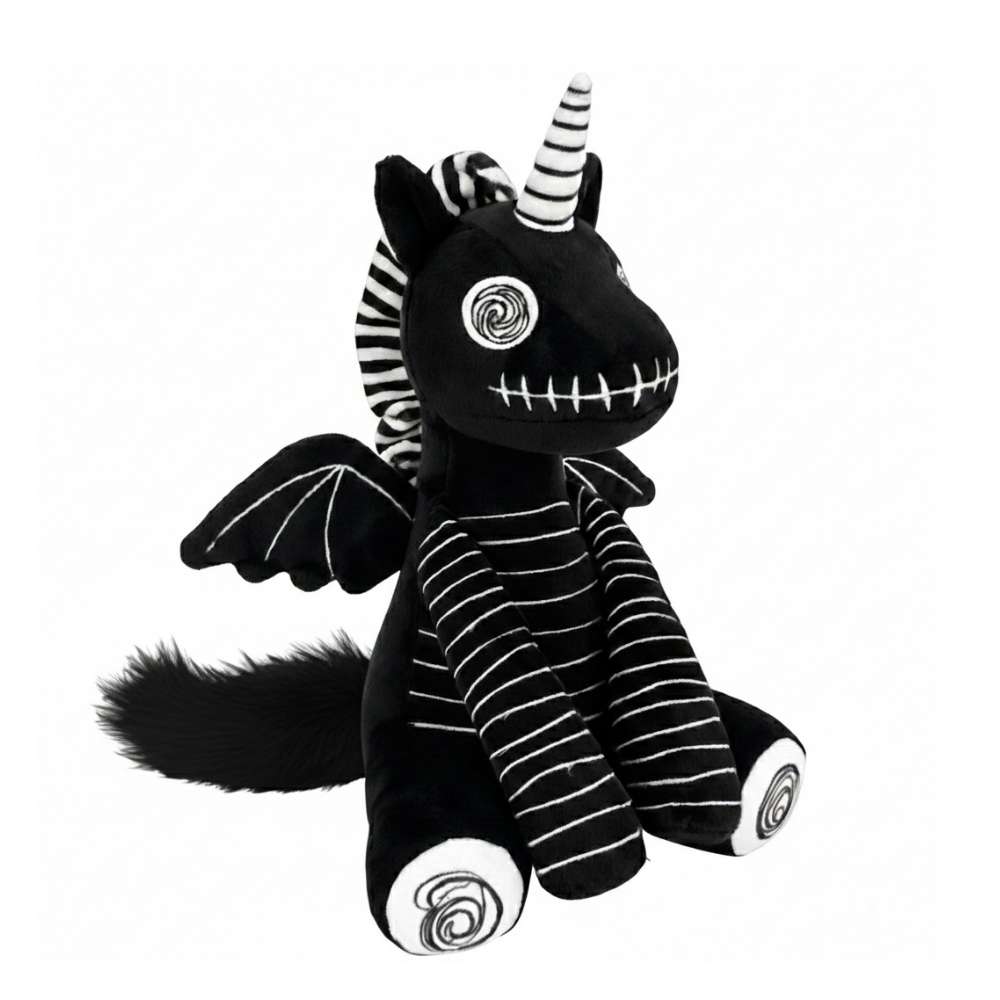 Joli animal en peluche dragon noir et blanc