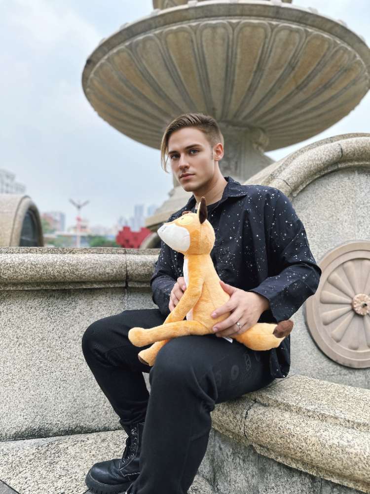 Cute Slim Dejected Orange Fox Stuffed Animal