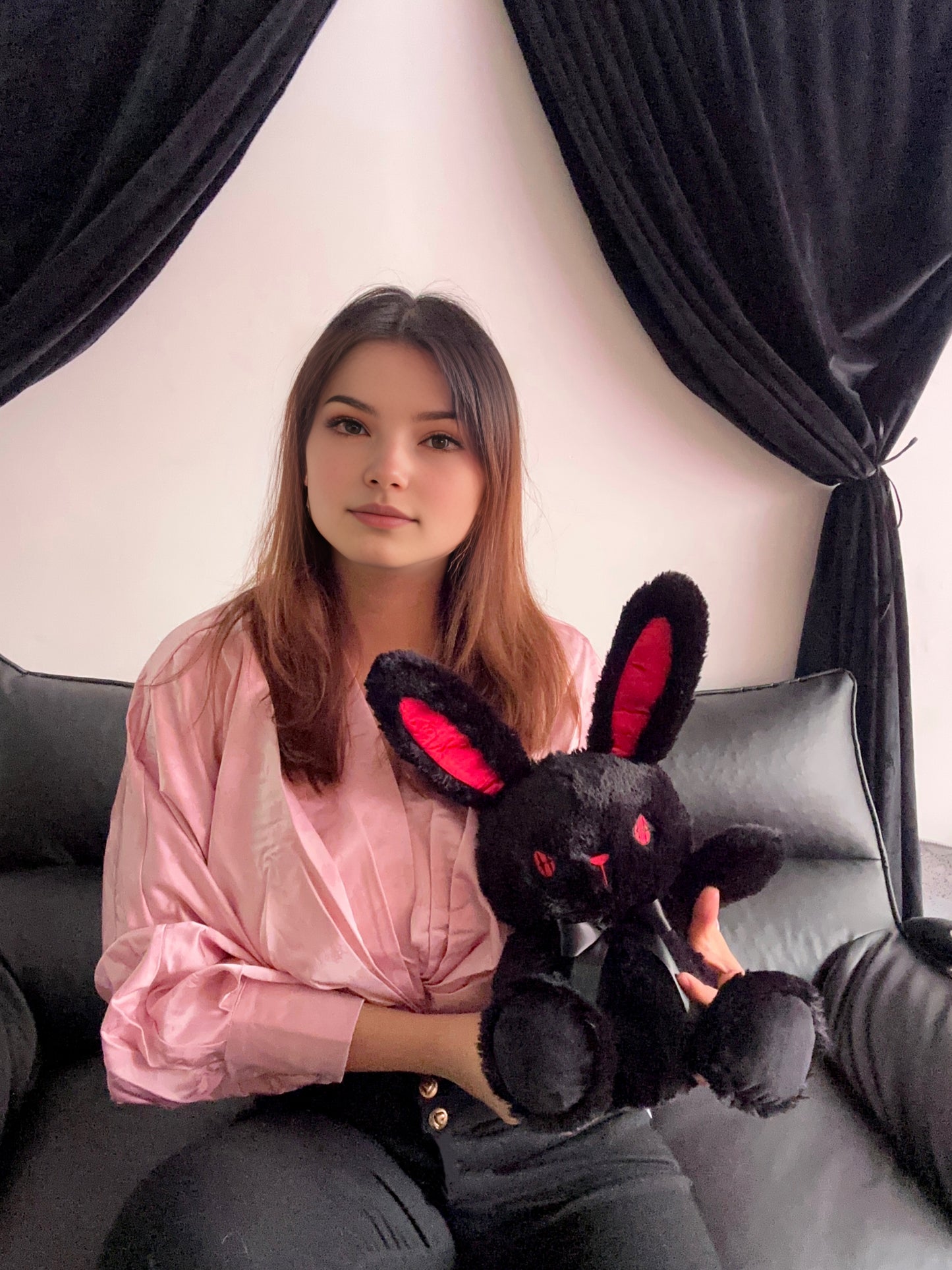 Goth, Black Bunny Plush, Devil's Eye