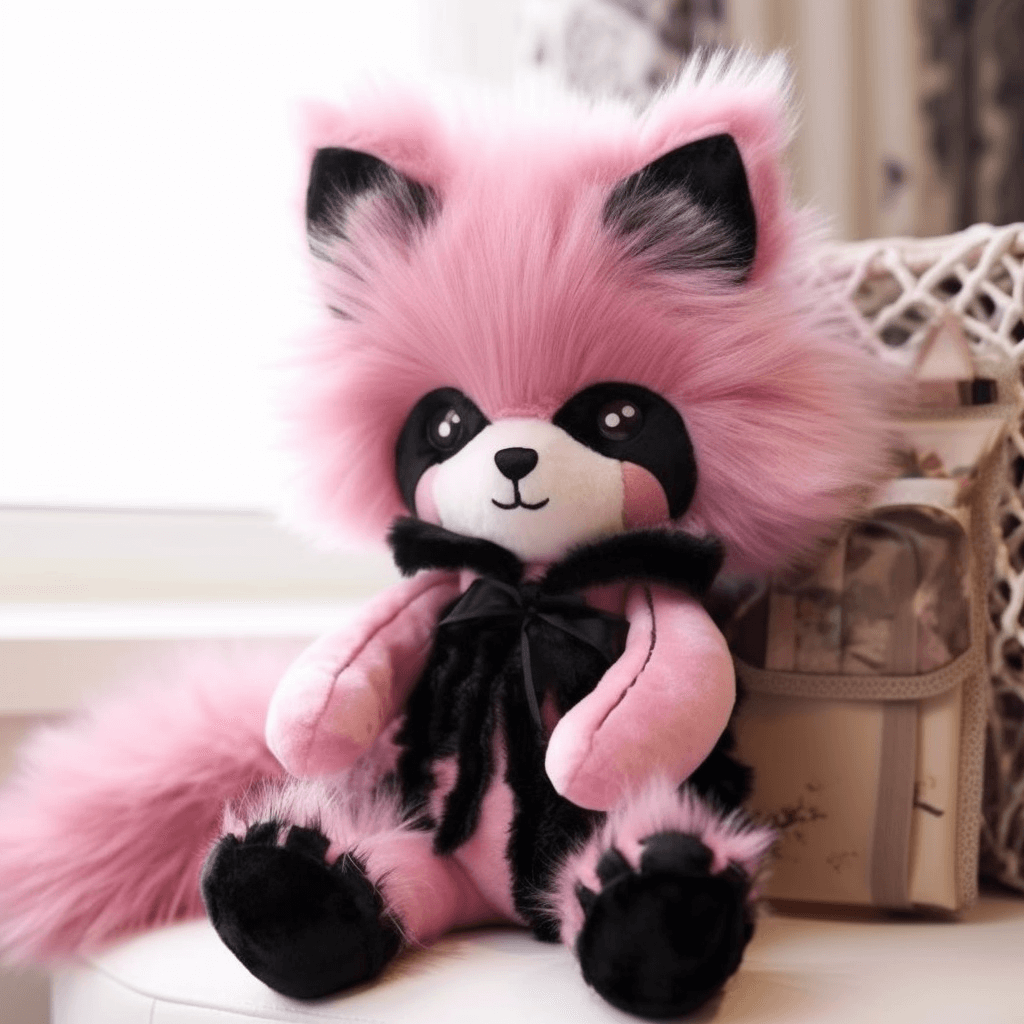 Black Pink Cute Raccoons Cute Decor Stuffed Toy Household Stuffed Toy This