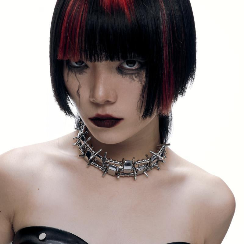 Unisex Spike & Block Metal Choker (Women's/Men's)