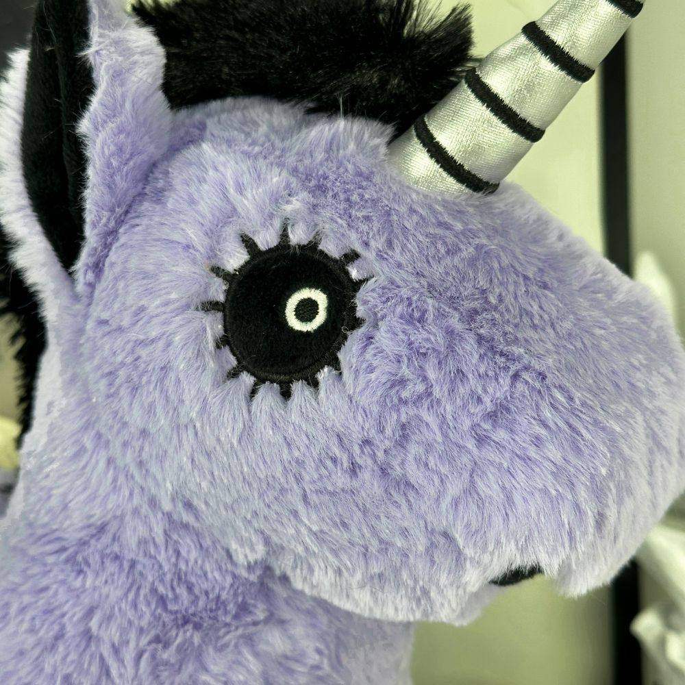 Goth Smirk Purple Unicorn Stuffed Animal