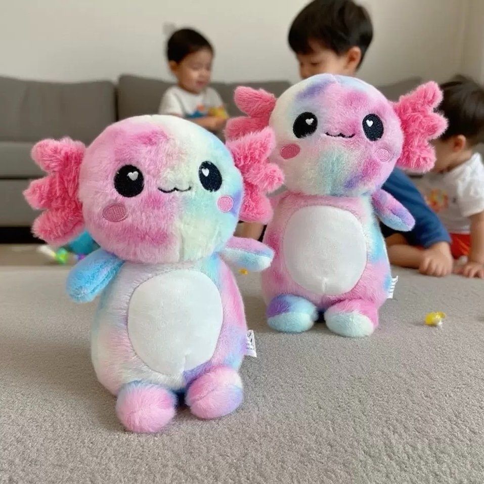 Rainbow Tie-Dye Axolotl Plush Toy