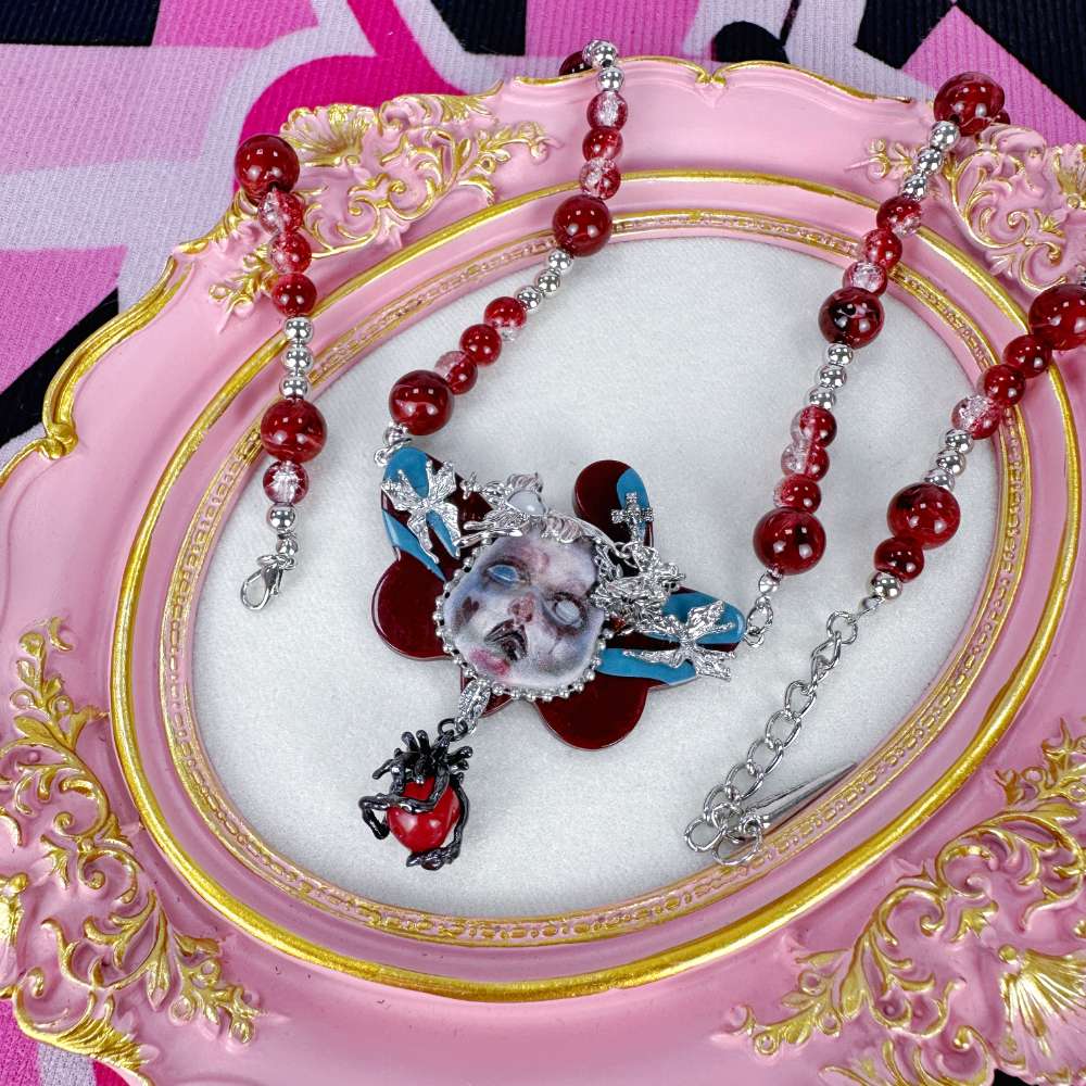 Gothic Doll Butterfly Red Choker
