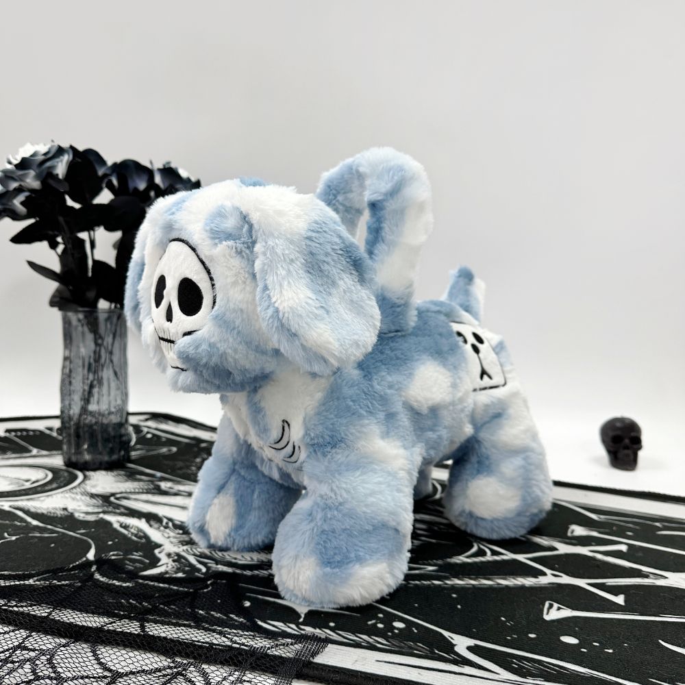 Blue Goth Skeleton Puppy Plush Handbag - Main Image