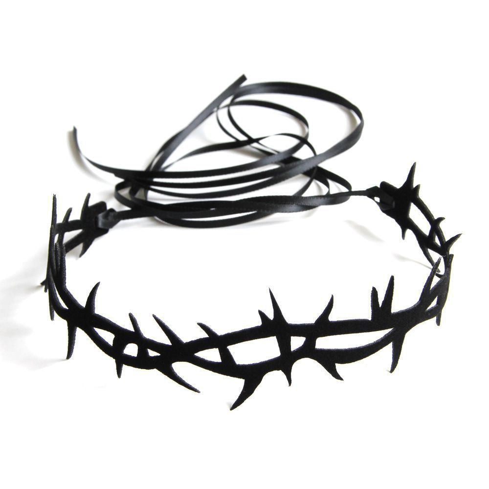 Thorn Design Black/Red Rose Choker