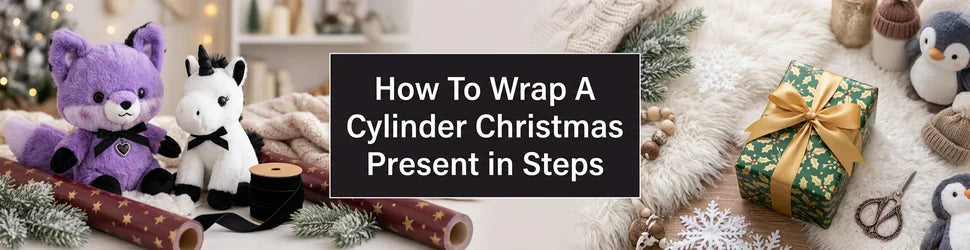 How To Wrap A Cylinder Christmas Present in Steps PlushThis blog feature picture