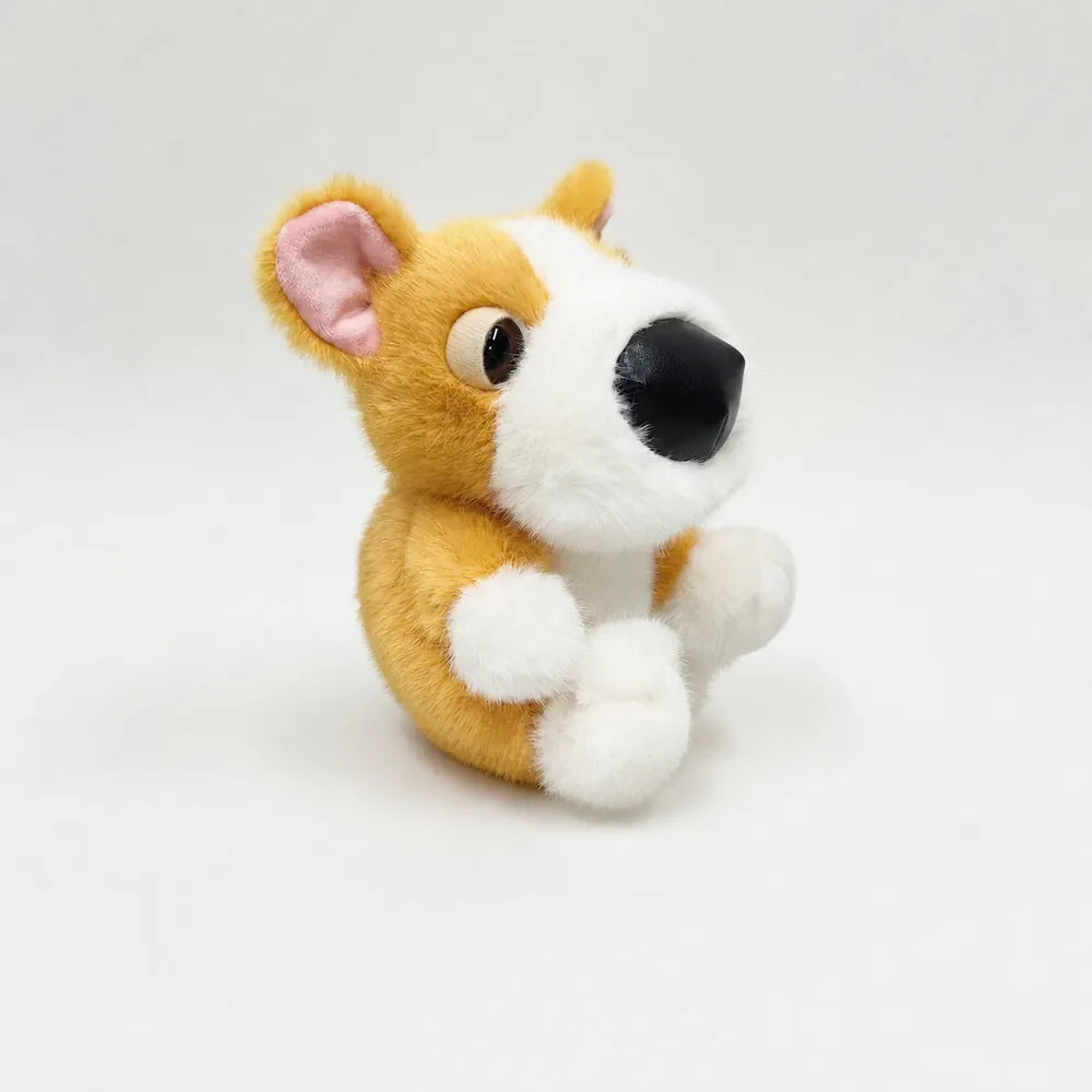 Yellow and White Big Nose Dog Plush - Front View