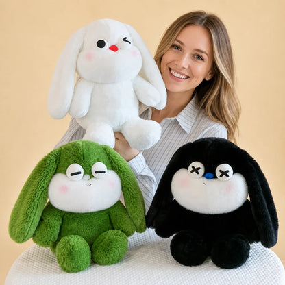 Green Black and White Sleepy Bunny Plush Backpacks with American Model