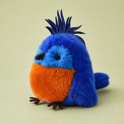 Blue and Orange Crested Bird Plush - Studio View