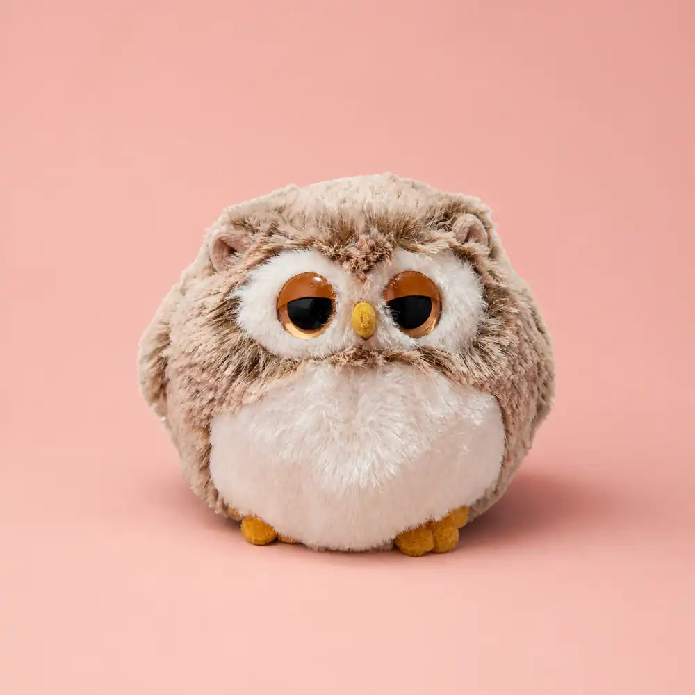Brown Sleepy Owl Plush - Front Studio View