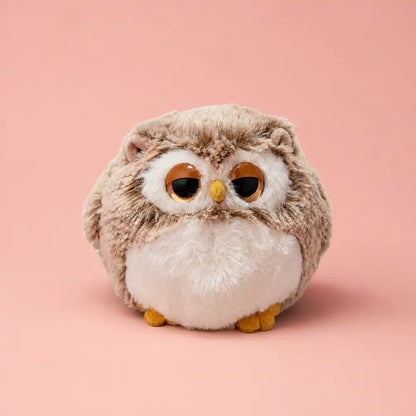 Brown Sleepy Owl Plush - Front Studio View