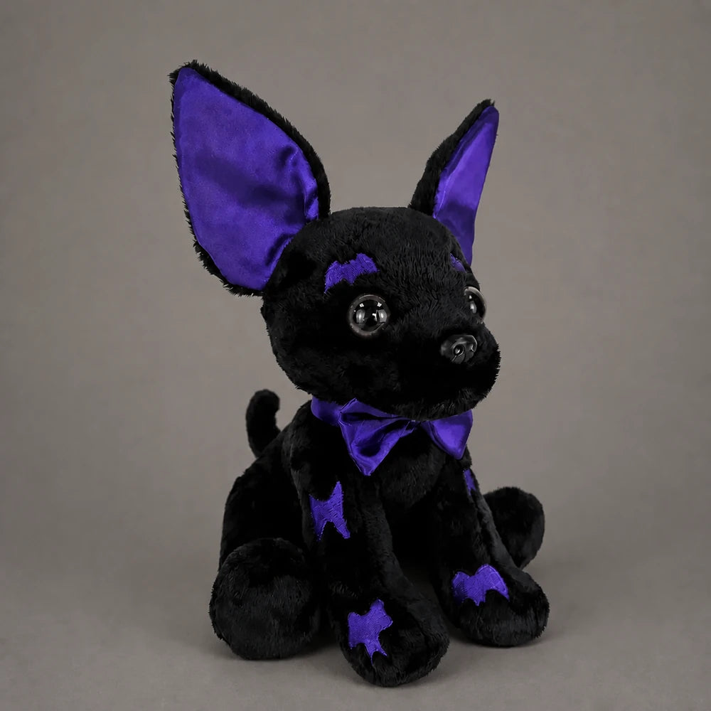 Cyber Goth Black Chihuahua Stuffed Animal – Three Quarter Right View