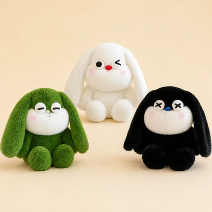 Green Black and White Sleepy Bunny Plush Collection