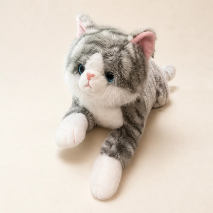 Grey Tabby Cat Plush Toy Front View