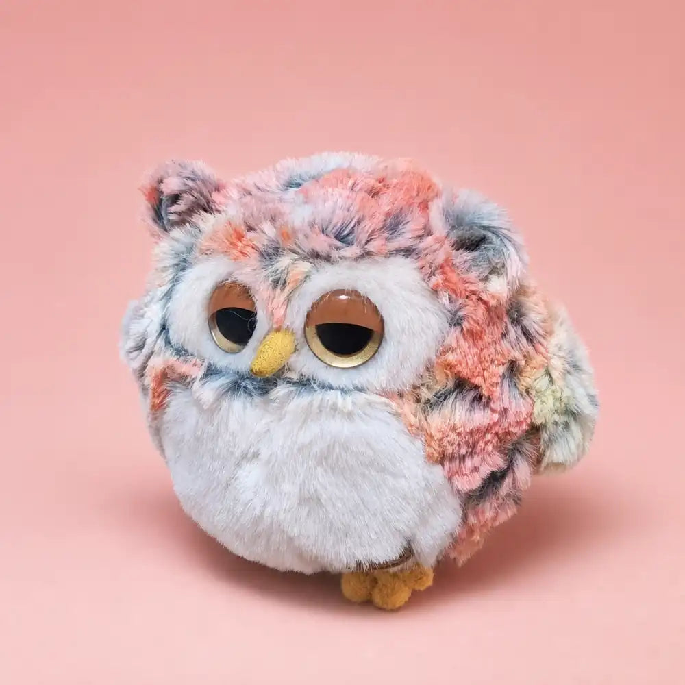 Pink Sleepy Owl Plush - Front Studio View