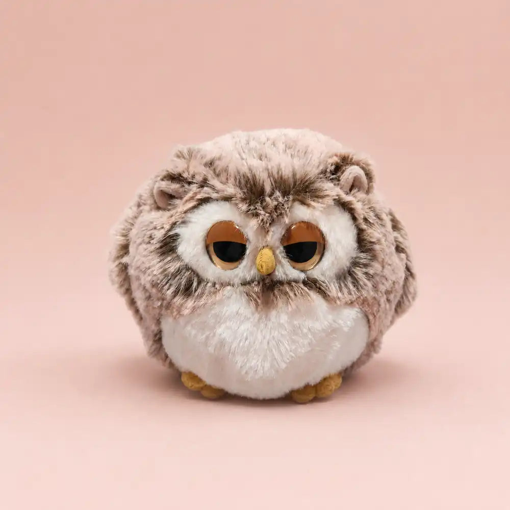 Brown Sleepy Owl Plush - Front Studio View