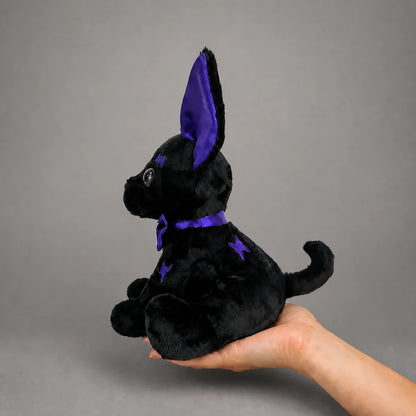Cyber Goth Black Chihuahua Stuffed Animal – Handheld Side View