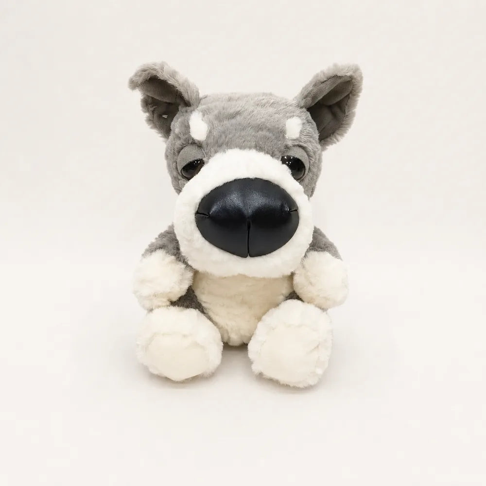 Brown and White Big Nose Dog Plush - Front View