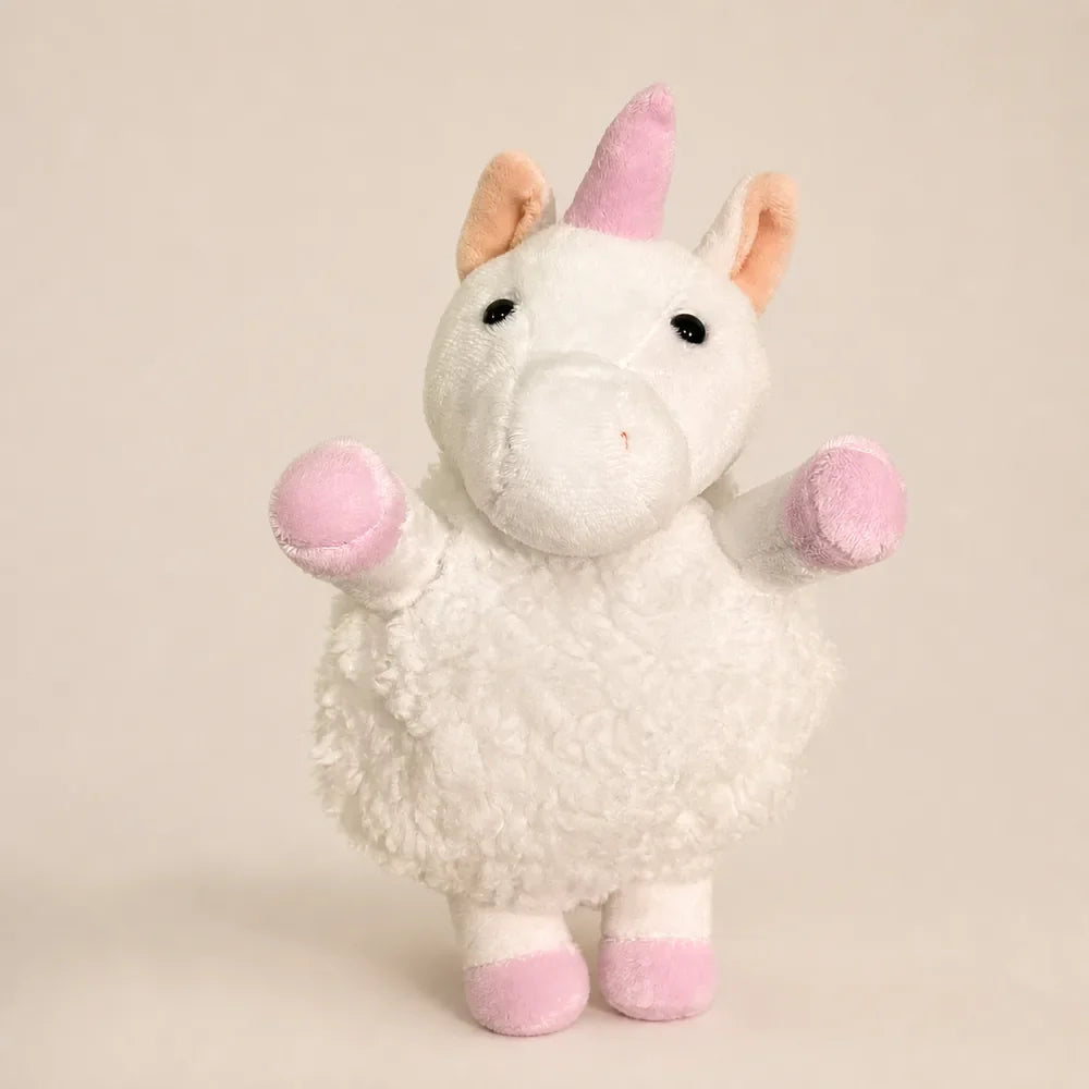 White Pink Unicorn Fuzzy Plush Animal Studio View