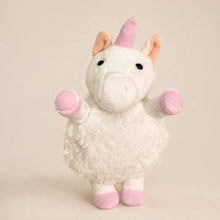 White Pink Unicorn Fuzzy Plush Animal Studio View