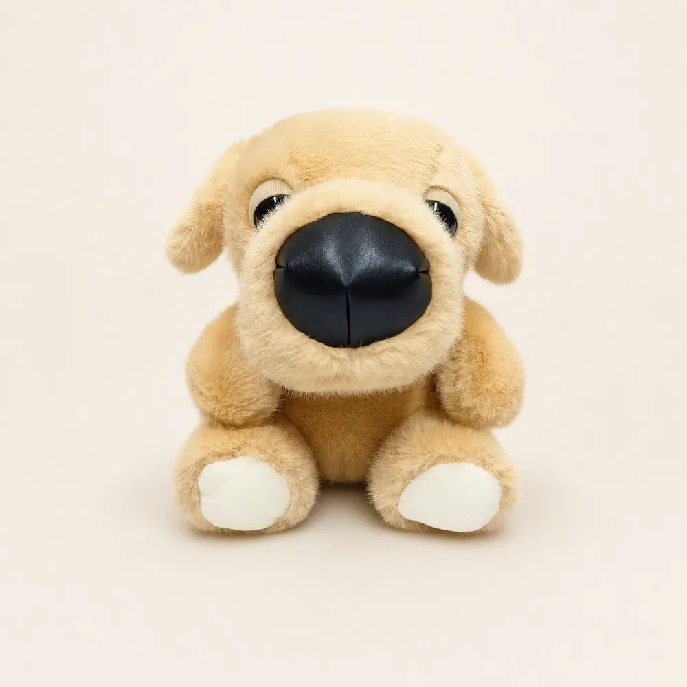 Light Brown and Cream Big Nose Dog Plush - Front View