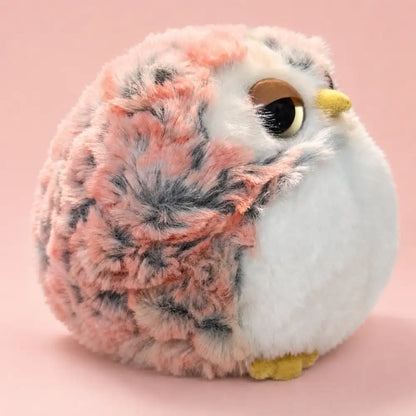 Pink Sleepy Owl Plush - Side Studio View