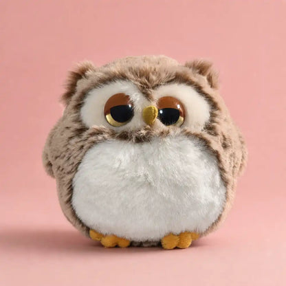 Brown Sleepy Owl Plush - Front Detail Studio View